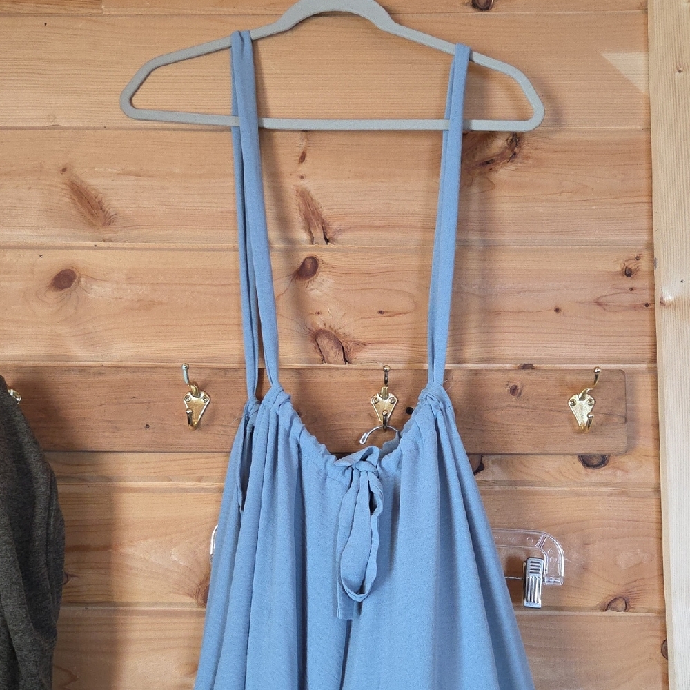 Flowy Blue Wide Leg Dress Pants